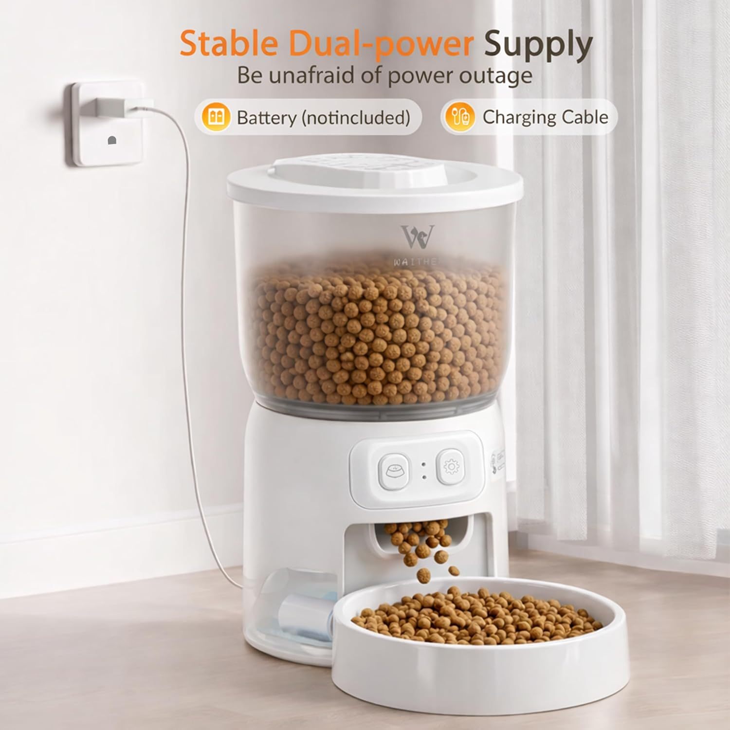 WiFi Automatic Cat Feeder – Smart App Control, Timed Portion Food Dispenser, Up to 10 Meals Daily, Dual Power Supply for Cats & Small Dogs - Image 3