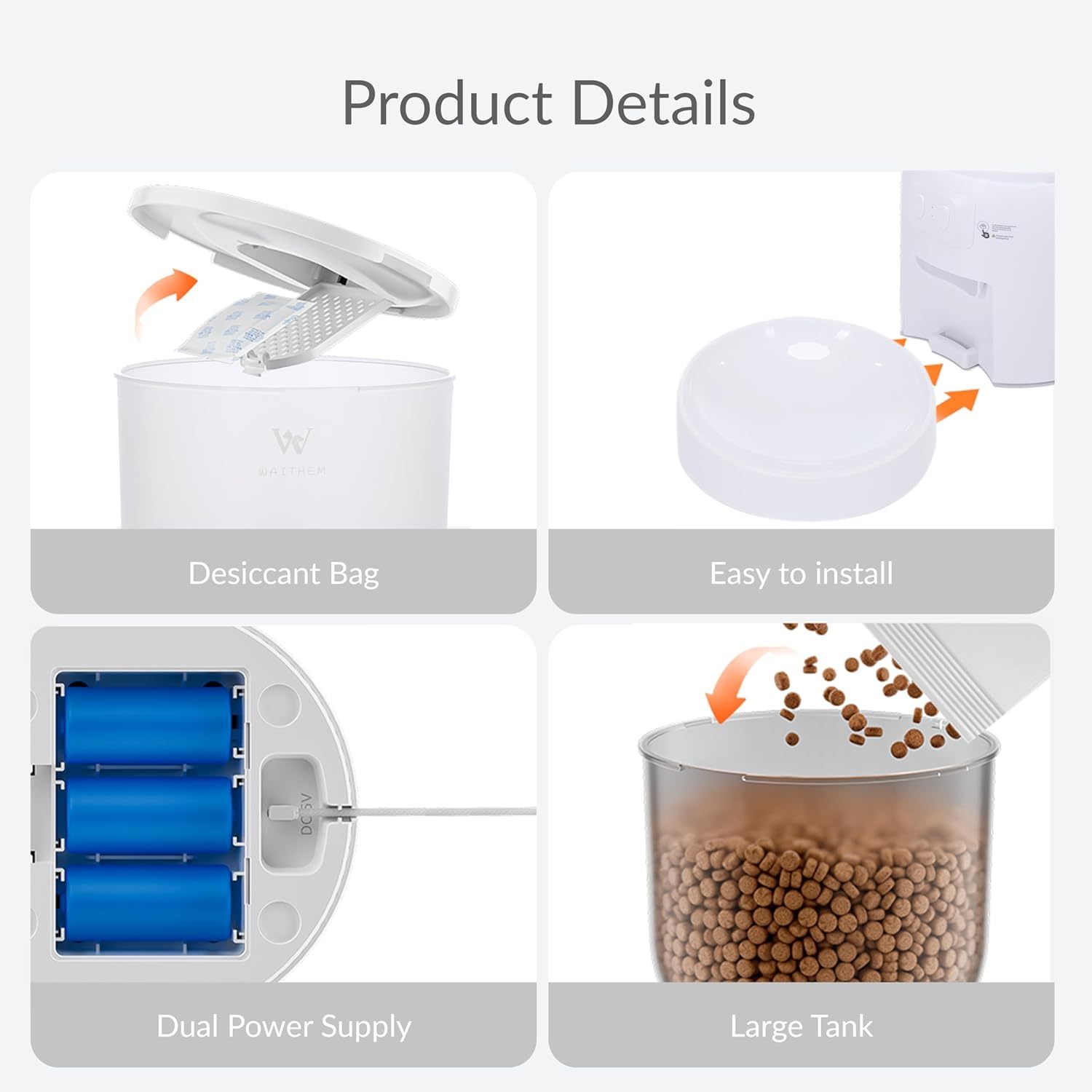 WiFi Automatic Cat Feeder – Smart App Control, Timed Portion Food Dispenser, Up to 10 Meals Daily, Dual Power Supply for Cats & Small Dogs - Image 4